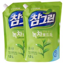 참그린 녹차 뽀드득 주방세제, 1.2L, 2개