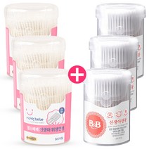 맘스베베 신생아면봉300p + 비앤비 신생아면봉210p 유아면봉, 3세트