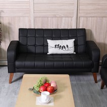 마티노가구 로즈마리 원목 인조가죽 2인용 소파, 3.뉴로즈마리 2인_블랙