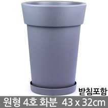 플라스틱 대형화분 - 브라운 / 베란다화분 거실화분, 08_유니크원형4호_그레이(받침O)