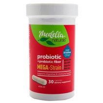 Medella 프로바이오틱 파이버 메가 스트레인 50 빌리언 CFU 캡슐 글루텐 프리 무설탕, 30개입, 1개