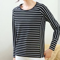 마더라이크 빅사이즈 긴팔 라운드티셔츠 스트라이프 오피스룩3448