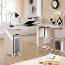 ㄱ자 코너 L형 책상 컴퓨터 데스크 본체통 와이드 테이블, 워시