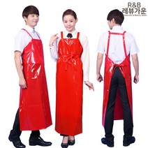 레뷰가운 AV01 우레탄 방수앞치마 투명 양면방수 김장 물앞치마 앞치마, AV01_빨강XL, 1개