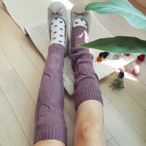 아리야 따뜻한 니트 레그워머 포인트 꽈배기 발토시, 퍼플