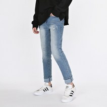 [데님공방] 스판 남자청바지 데미지 빅사이즈 중청 워싱 디스진 데님팬츠