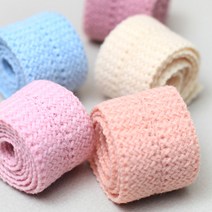 엔소엔 레인보우손뜨개 원단리본 (35mm GD3)- 5마 구슬/비즈 DIY 키트, 수량:핑크5마