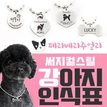 페리베리 강아지인식표 써지컬스틸 [블랙레이져각인] 목걸이, 2 빅원