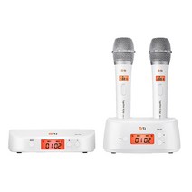 태진 노래방 무선마이크 1세트 핸드마이크 2개 화이트 블랙, 무선마이크 화이트