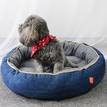 도매창고 강아지 기절방석 원형 애견쿠션, 블루