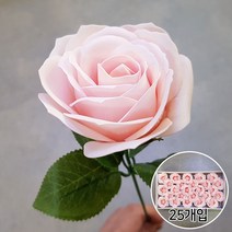 블랙앤화이트 비누꽃 왕장미 25개입 + 잎사귀꽃대, 핑크