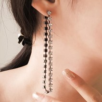 coco샵 노블레스 큐빅 두줄 화려한 파티 귀걸이