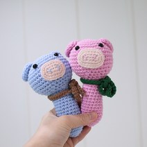 피그피그 딸랑이 만들기 DIY키트 뜨개질 DIY 패키지, 오렌지, 1개