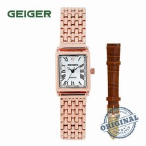 가이거[GEIGER] [백화점AS] 가이거 GE1190RG 사각 다이아몬드 시계(가죽밴드추가구성)