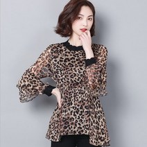 라쿤걸 호피무늬 블라우스 레오파드 빅사이즈4XL까지 ST0488