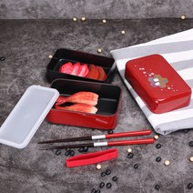 하코야 2단 도시락 직사각, 쌍토끼 51665_레드