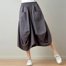 반하나 캐주얼 통 주름 롱 치마바지