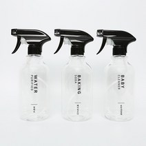 생활만 투명 분무기 스프레이용기, 블랙 원형라지 520ml + 모던라벨, 1개