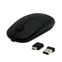 레드빈 듀얼리시버 C타입 무소음 충전식 무선마우스 A37R, 매트블랙