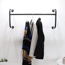 지엔디스플레이 옷가게 의류매장 벽고정 부착 벽행거, 검은색 100cm