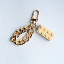 스마트커버 에어팟 키링 케이스 자동차키홀더, 골드체인 베이지블럭키링