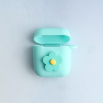 스마트커버 데이지꽃 퍼플 플라워 에어팟키링 에어팟케이스 자동차키홀더, 민트케이스_민트꽃