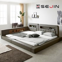 세진침대 코코 LED 수납 오픈형 패밀리침대, 7-4.코코 오픈형 패밀리침대+솔리드7존40T_모카그레이