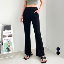  잘빠진 여성용 썸머 롱 부츠컷 밴딩 쿨 팬츠 