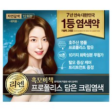 리엔 흑모비책 프로폴리스 담은 크림 염색제 새치용 12회분, 자연갈색, 1개