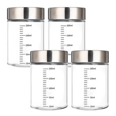헬로키친 내열유리 눈금 유리병, 200ml, 4개