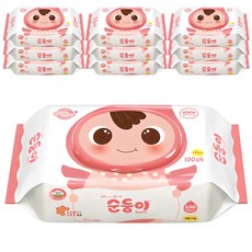 순둥이 베이직 무향 엠보싱 유아물티슈 캡형, 55g, 100개입, 10개 - 밤부베베리얼물티슈