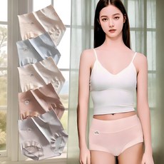 (95%면함유) 달모아 하이웨스트 스판 면팬티 복부 똥배 심리스 노라인 여성 팬티 5장