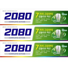 2080 컴플리트액션 허브민트향 치약, 120g, 3개