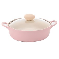네오플램 레트로 유리뚜껑 전골냄비, 베이비핑크, 1개