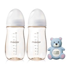 미니노어 PPSU 240ml 젖병(2개)+젖꼭지1단계(2개)+탕온도계 / 신생아 출산선물세트, 미니노어 출산세트, 1개