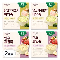 베이비본죽 실온 중기 이유식 2종 x 2p 세트, 한우과일 + 닭고기애호박미역, 360g, 2세트