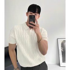 남성용 머슬핏 반팔 카라