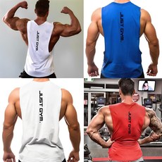 피지크히어로 JUST GYM 후면로고 라운드넥 오픈백라인 민소매 헬스 나시티