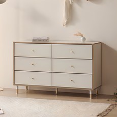 파로마 리디아 6단 와이드 서랍장, 오크화이트, 6개