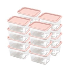 가쯔 심플쿡 냉동밥 도시락통 사각 전자렌지 용기 인디핑크, 16개, 사각 전자렌지 용기 600ml 용기 16p, 16개