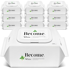 비컴 화이트 물티슈 캡형, 50g, 100매, 10개