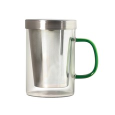 不銹鋼硼矽酸鹽茶芒茶杯 450ml, 1個, 綠色