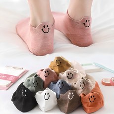Socks Panda 女款快樂微笑刺繡運動襪 10雙組