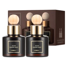 쿤달 퍼퓸 차량용 방향제 75ml 본품 2개 + 우드볼 스틱 2개 세트, 오션썸머나잇향, 1세트