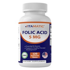 Vitamatic 葉酸 5mg 素食錠, 1個, 120顆