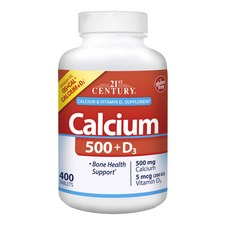 21St Century 鈣 500mg&維他命D3 5mcg保健錠, 400顆, 1罐
