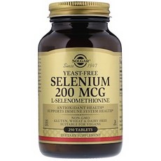 SOLGAR 無酵母硒補充素食錠 200mcg, 250顆, 1罐