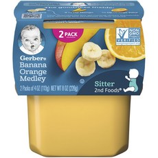 Gerber 嘉寶 孩童食物泥 2入組, 混合口味(香蕉+橘子), 226g, 1組