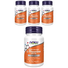 NOW Foods L-茶氨酸素食膠囊 200mg, 60顆, 4罐