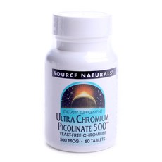 SOURCE NATURALS Ultra吡啶甲酸鉻補充錠 500mcg, 1個, 60顆